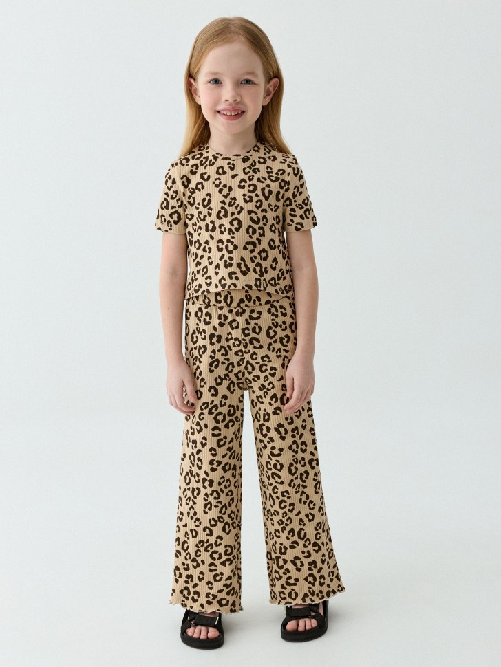 Широкие леопардовые брюки для девочек