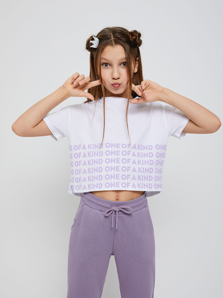 Укороченная футболка с принтом для девочек, Белый
Укороченная футболка с принтом для девочек, Белый