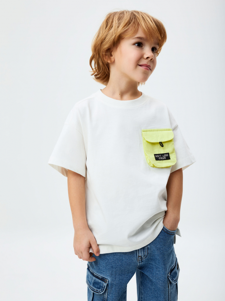 Футболка с карманом для мальчиков серая футболка с накладным карманом brunello cucinelli