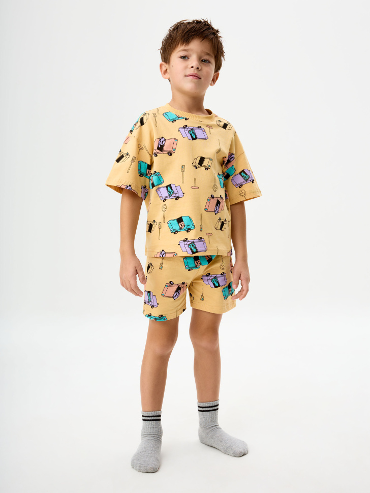 Трикотажная пижама с принтом для мальчиков пижама трикотажная для мальчиков
