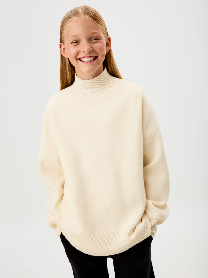 Вязаный свитер с воротником для девочек
