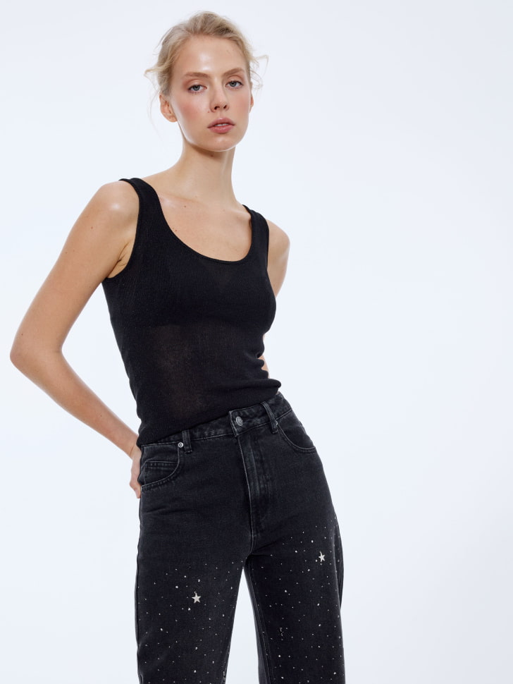 Вязаный топ из блестящей пряжи, SL5812010226 
Вязаный топ из блестящей пряжи, SL5812010226