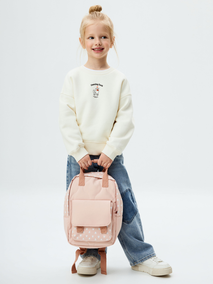Розовый рюкзак с принтом для девочек