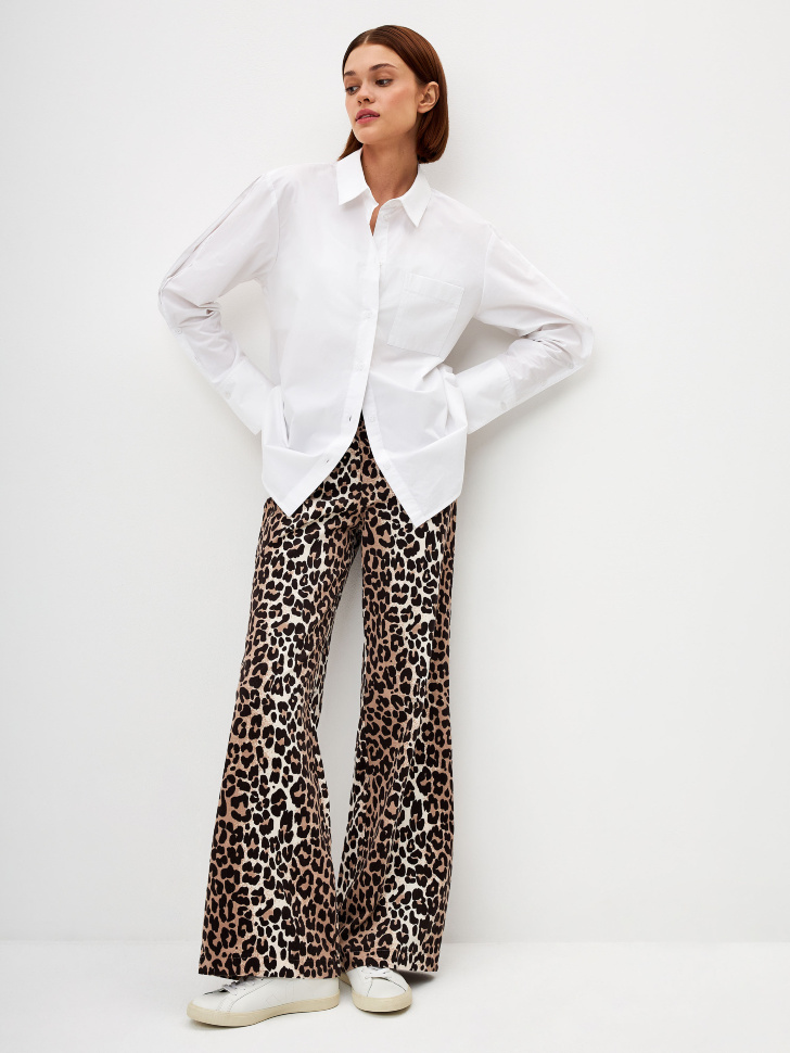 Вельветовые брюки с леопардовым принтом