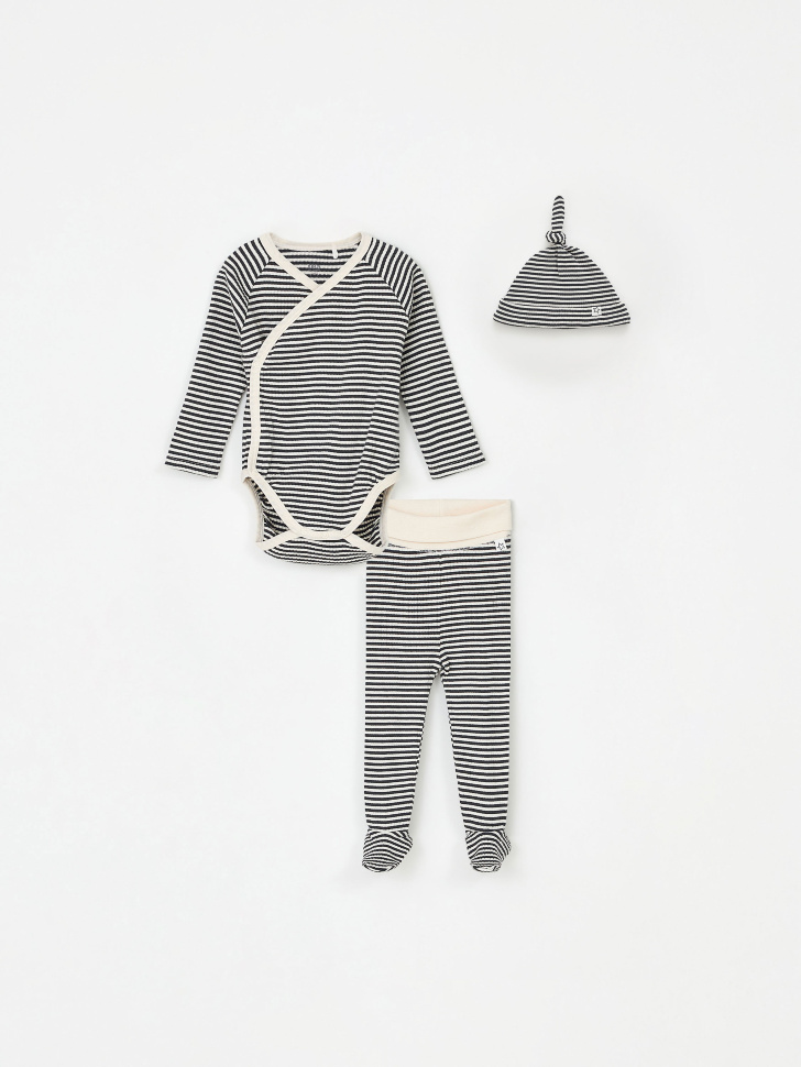 Комплект из шапки, боди и ползунков для малышей
Комплект из шапки, боди и ползунков для малышей