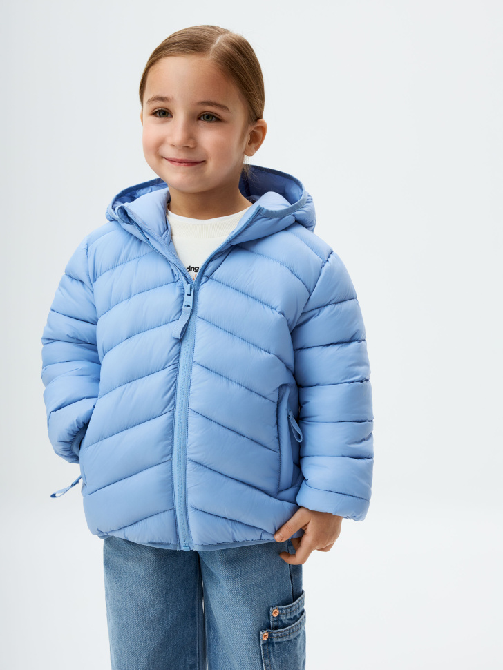 Базовая стеганая куртка для девочек темно синяя стеганая куртка бомбер antony morato детское
