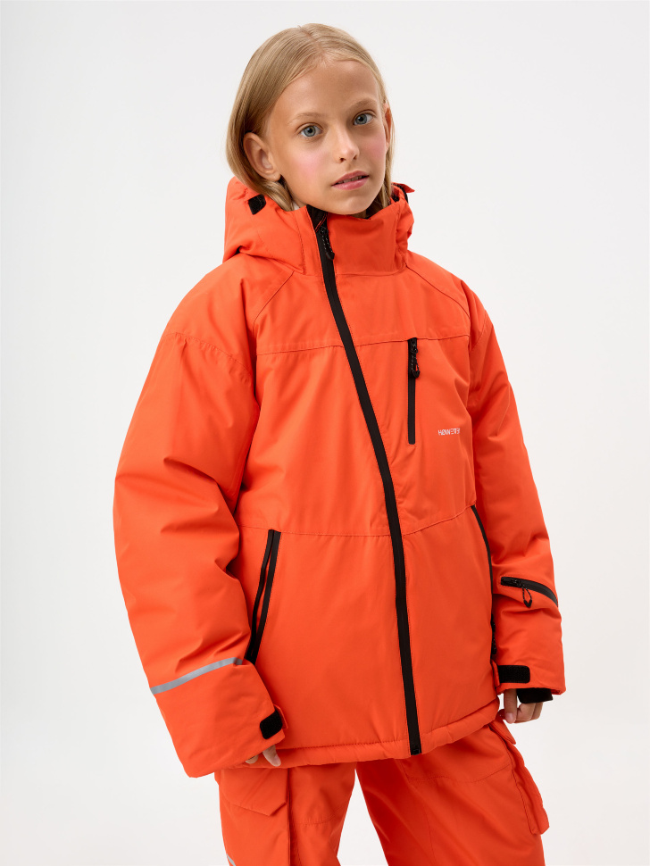 Горнолыжная куртка из технологичной мембраны с лямками для девочек