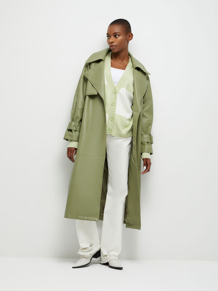 Тренч оверсайз из экокожи, Зеленый
Тренч оверсайз из экокожи, Зеленый