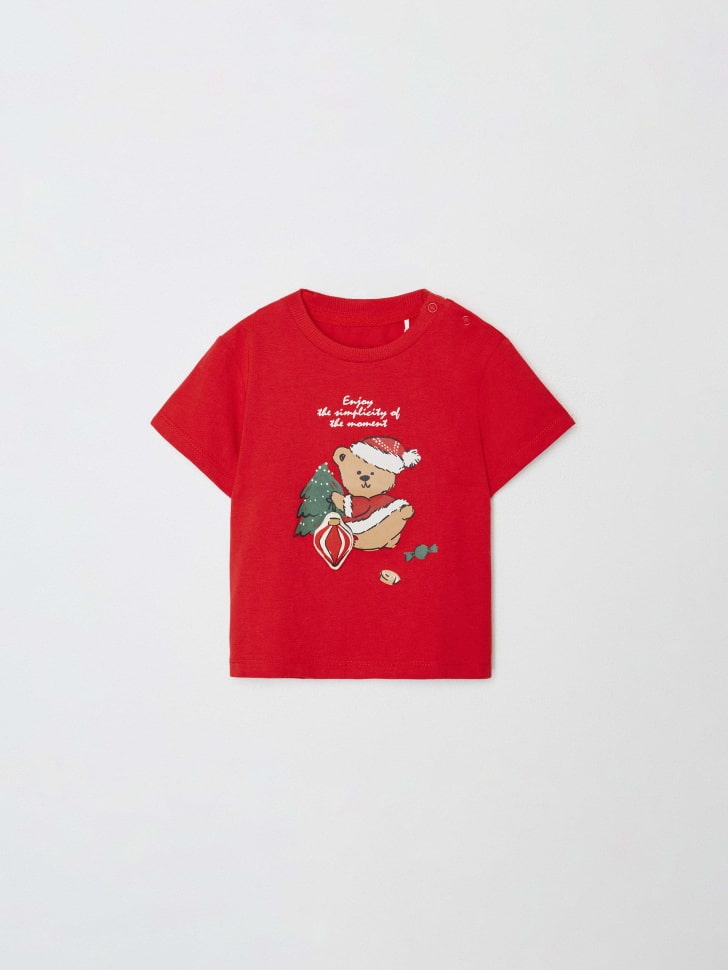 Футболка с новогодним принтом и интерактивным декором для малышей, SL5811000202 
Футболка с новогодним принтом и интерактивным декором для малышей, SL5811000202