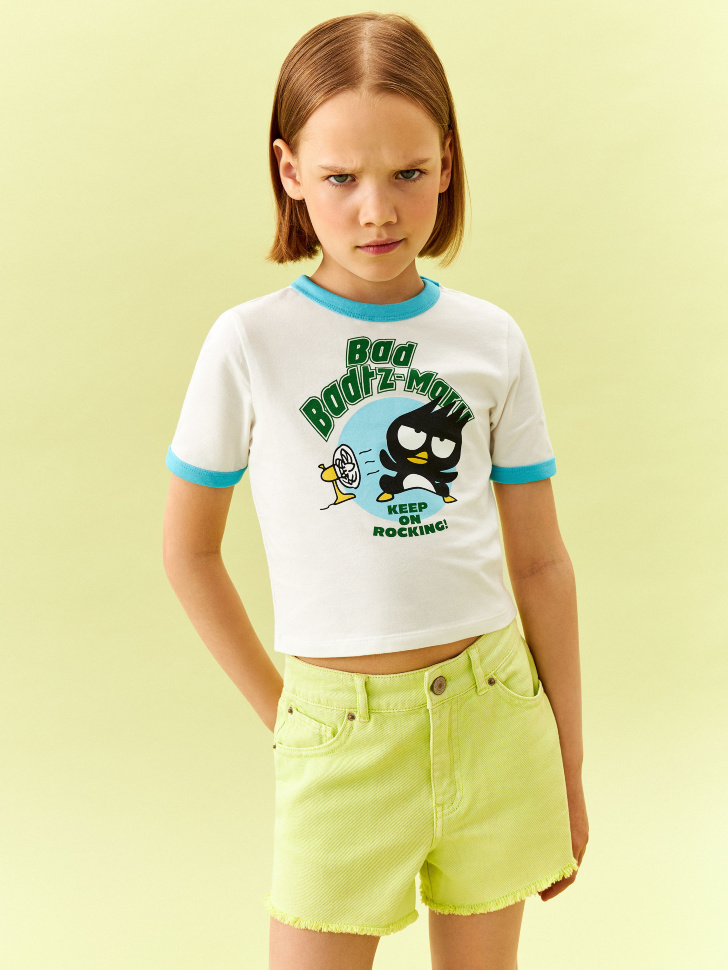 Укороченная футболка с принтом Hello Kitty and Friends для девочек купальник слитный c принтом hello kitty