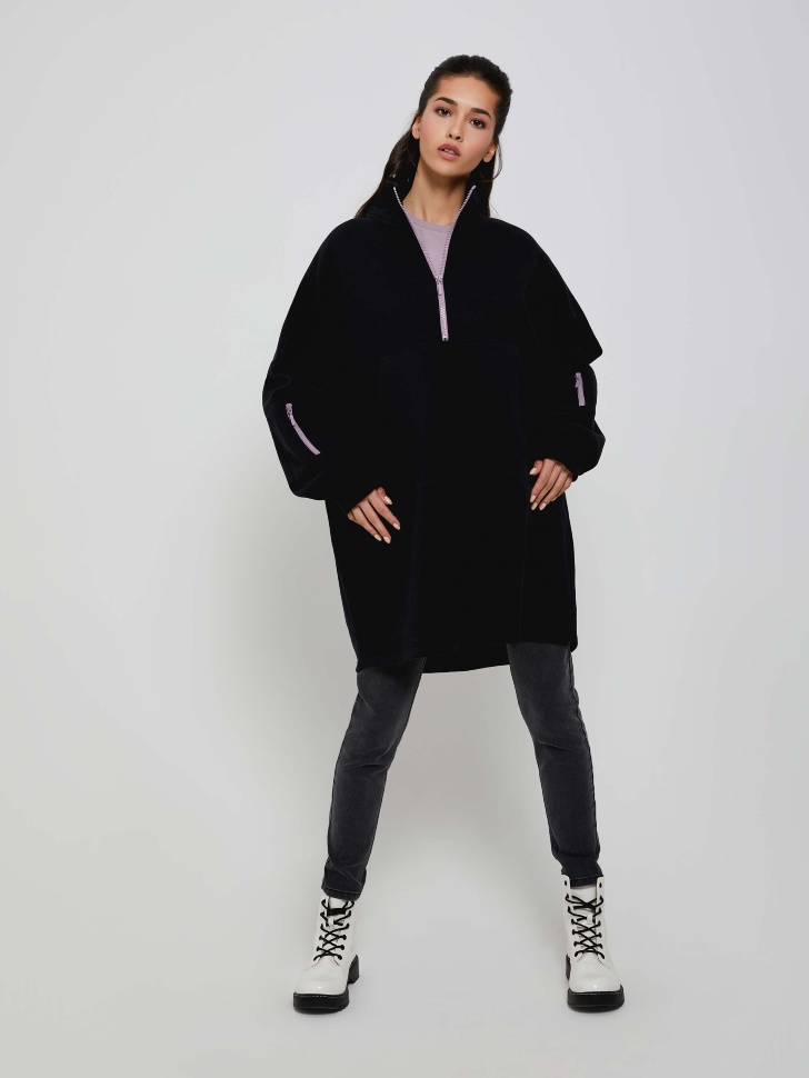 Платье-толстовка на молнии, Черный
Платье-толстовка на молнии, Черный