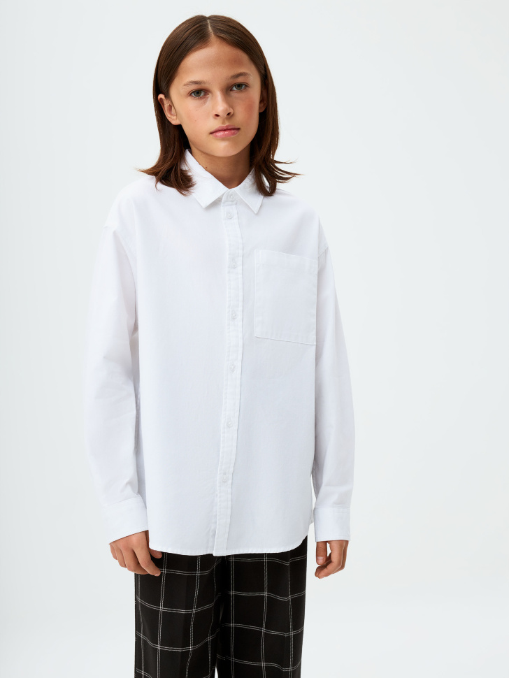 Белая рубашка оверсайз для мальчиков