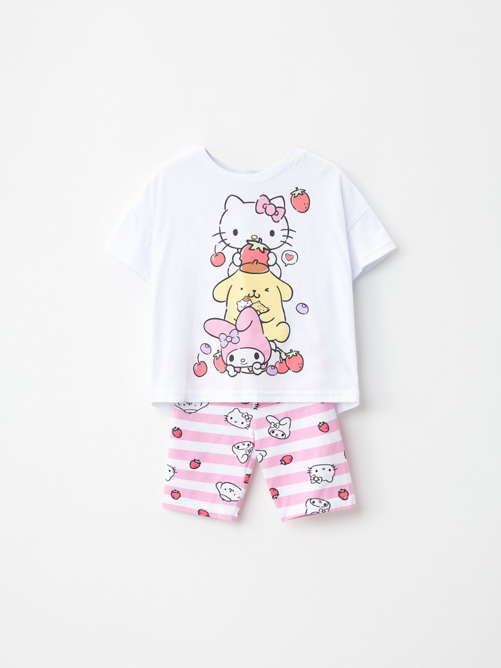 Трикотажная пижама с принтом Hello Kitty для девочек