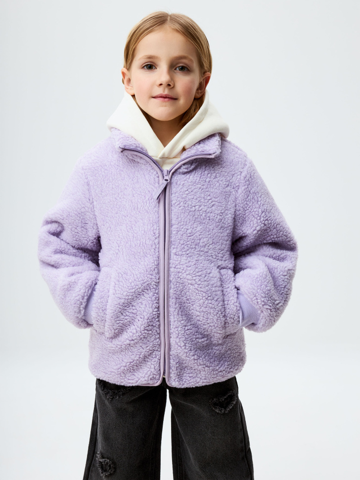Утепленная куртка из искусственного меха  для девочек мышь из искусственного меха до 13 см серая