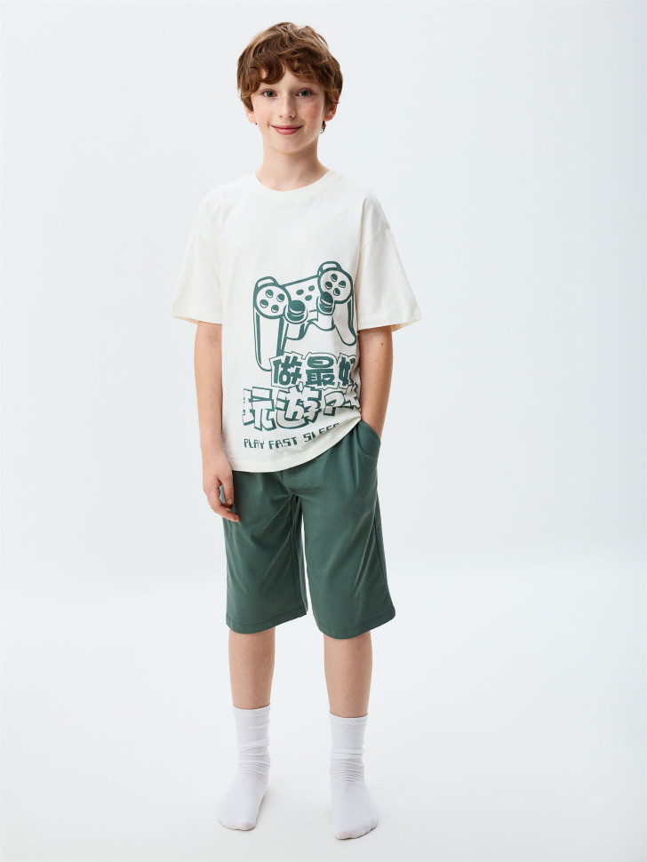 Пижама с принтом для мальчиков приталенная футболка с эластичным принтом eazyway