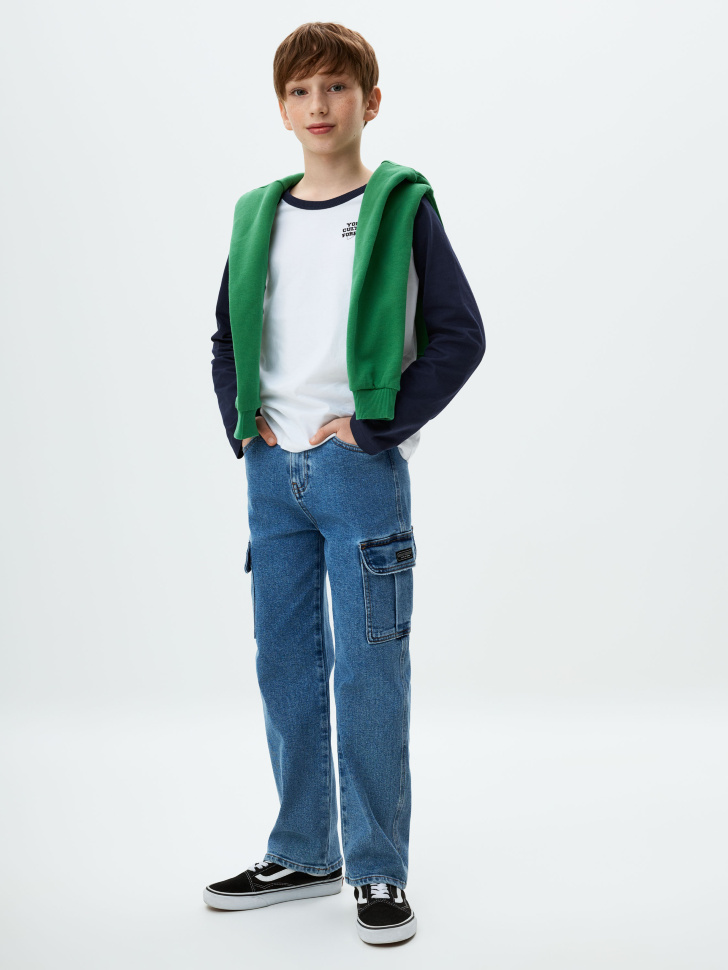 Джинсы Cargo с карманами для мальчиков джинсы carpenter с карманами карго для мальчиков