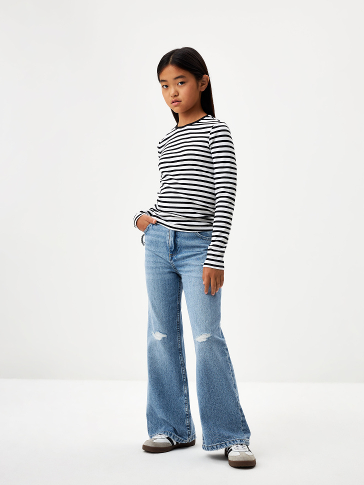 Рваные джинсы Wide leg для девочек