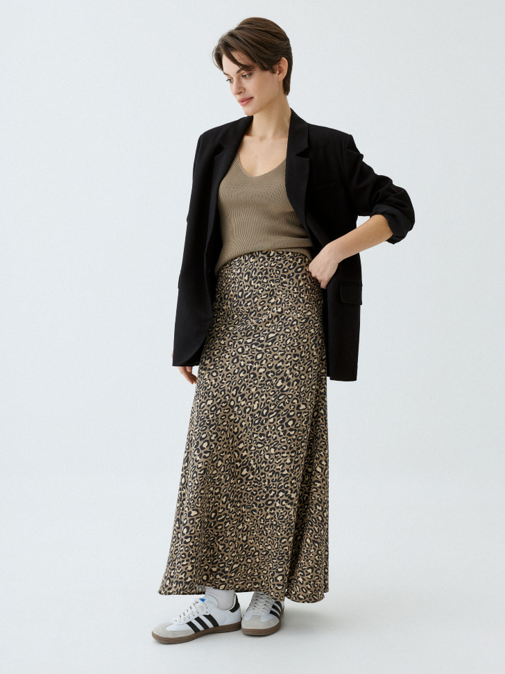 Леопардовая юбка макси джинсовая юбка макси