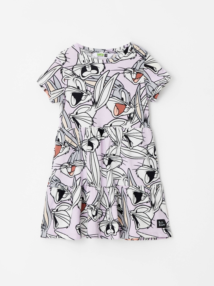 Ярусное платье с принтом Looney Tunes для девочек looney tunes в чем дело док