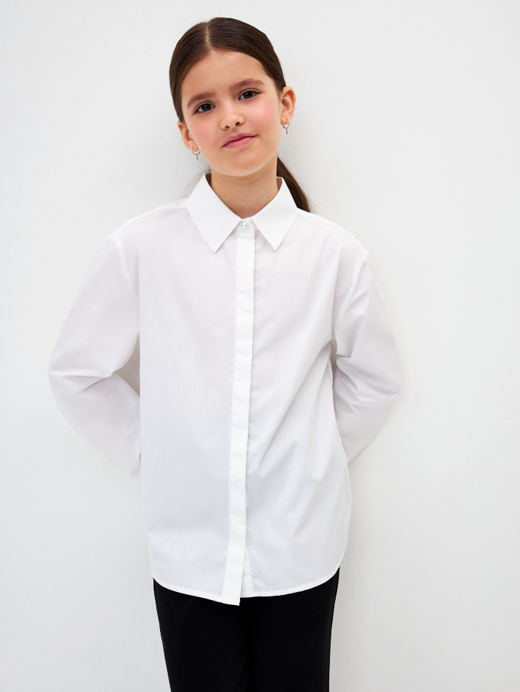 Хлопковая белая блузка для девочек