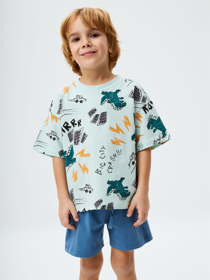 Пижама с принтом для мальчиков приталенная футболка с эластичным принтом eazyway
