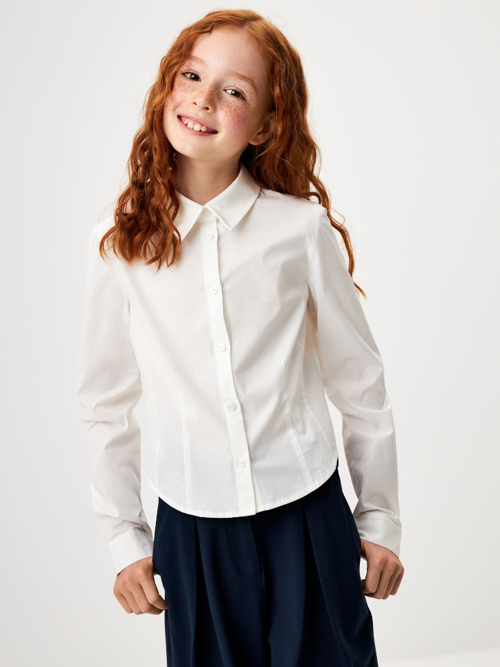 Укороченная приталенная блузка для девочек