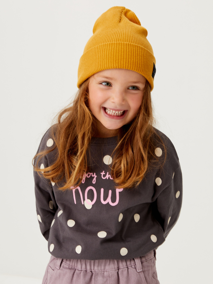 Трикотажный лонгслив с принтом для девочек, Серый
Трикотажный лонгслив с принтом для девочек, Серый