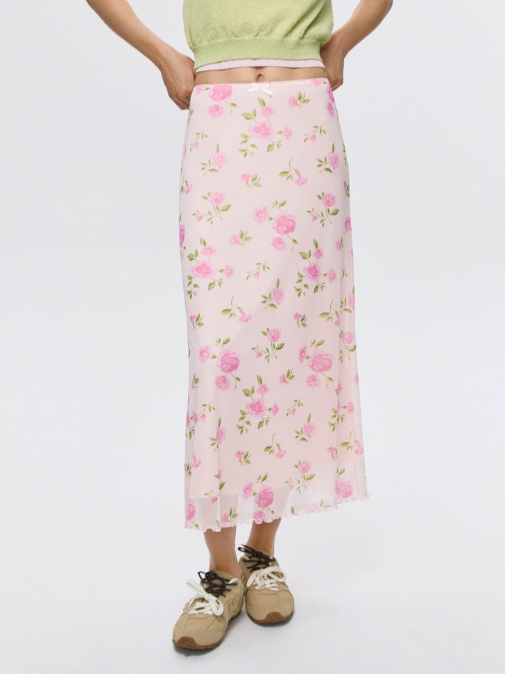 Юбка макси из трикотажной сетки с принтом
Юбка макси из трикотажной сетки с принтом