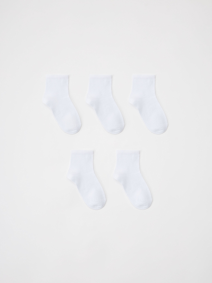 Набор из 5 пар белых носков для девочек