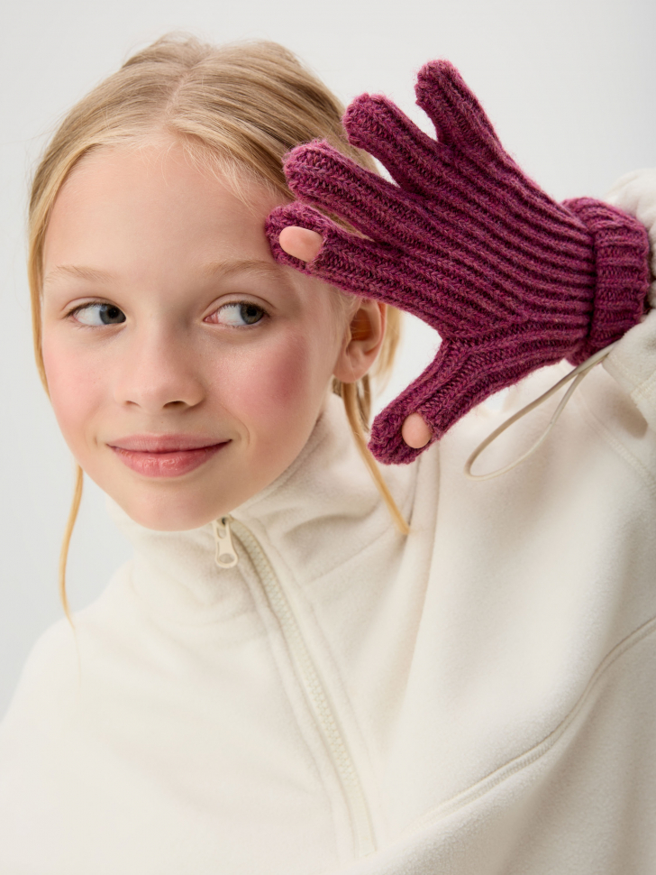 Перчатки из смесовой шерсти для девочек