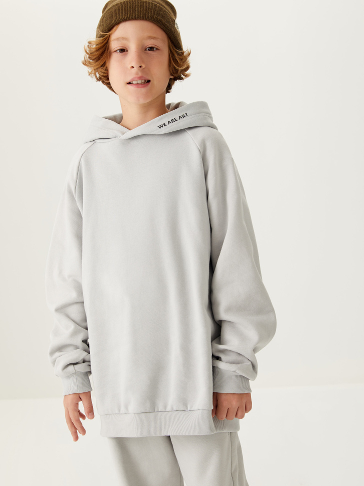Худи оверсайз для мальчиков, Серый 
Худи оверсайз для мальчиков, Серый