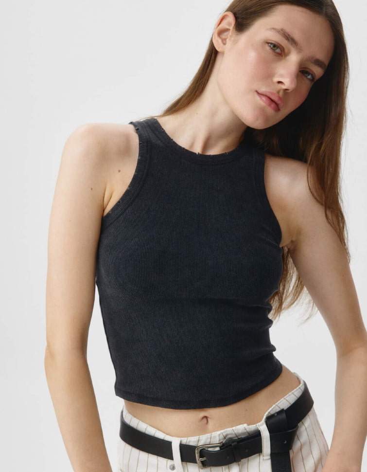 Топ в рубчик с кислотной стиркой, 58060102160
Топ в рубчик с кислотной стиркой, 58060102160