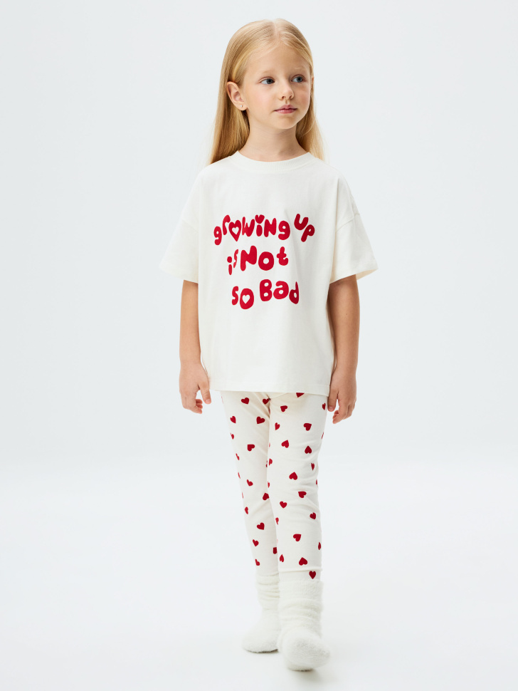 Пижама с ярким принтом для девочек приталенная футболка с эластичным принтом eazyway