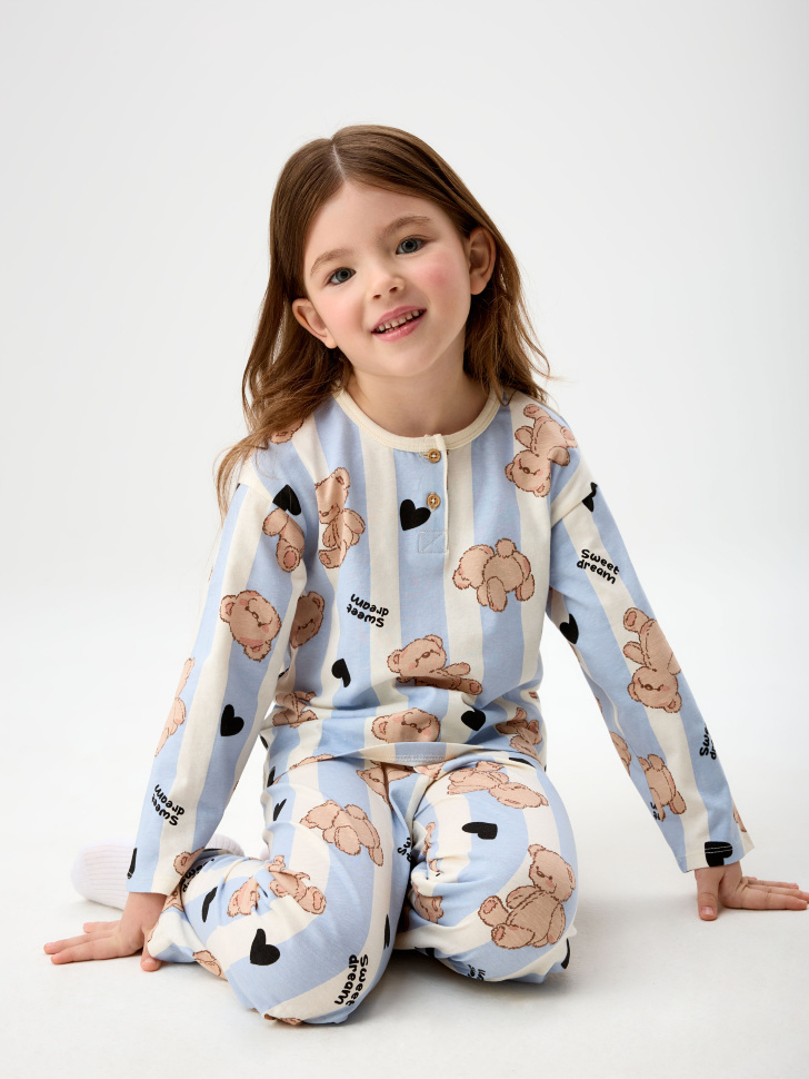 Трикотажная пижама с принтом для девочек