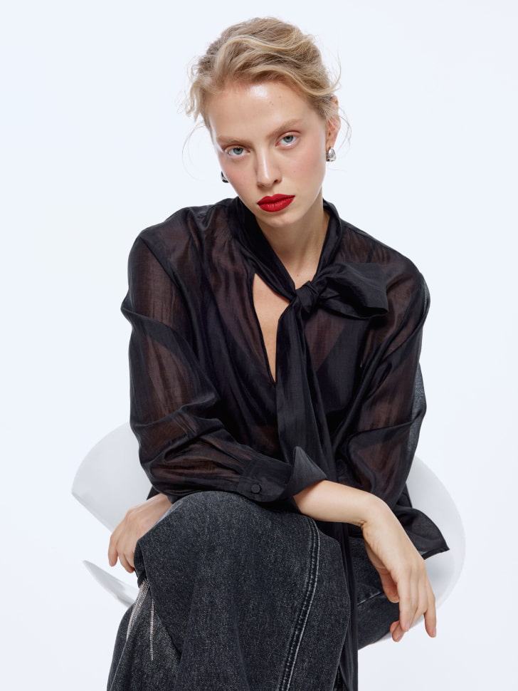 Полупрозрачная блузка с бантом, SL5812010502
Полупрозрачная блузка с бантом, SL5812010502