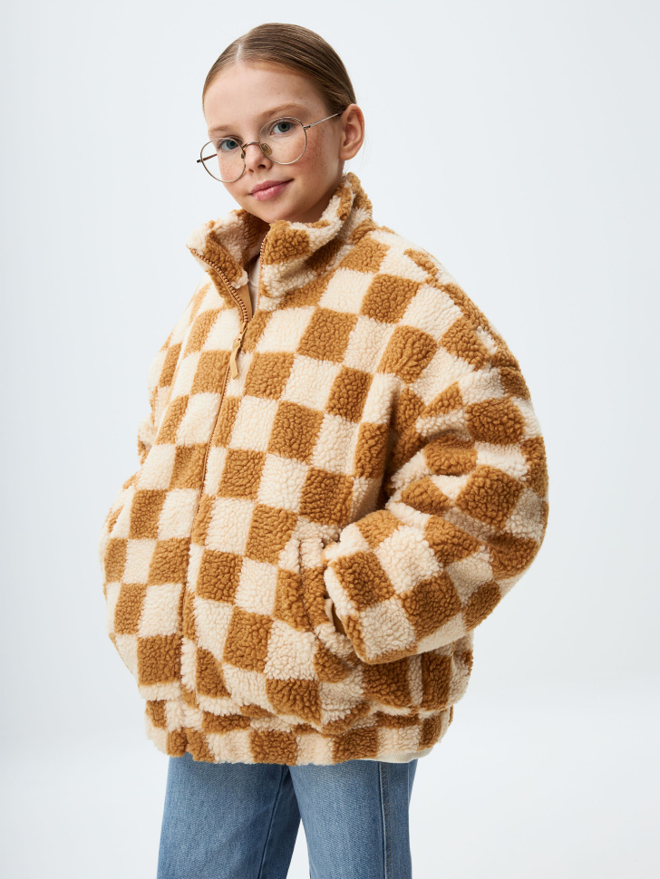 Утепленная куртка из искусственного меха  для девочек мышь из искусственного меха до 13 см серая