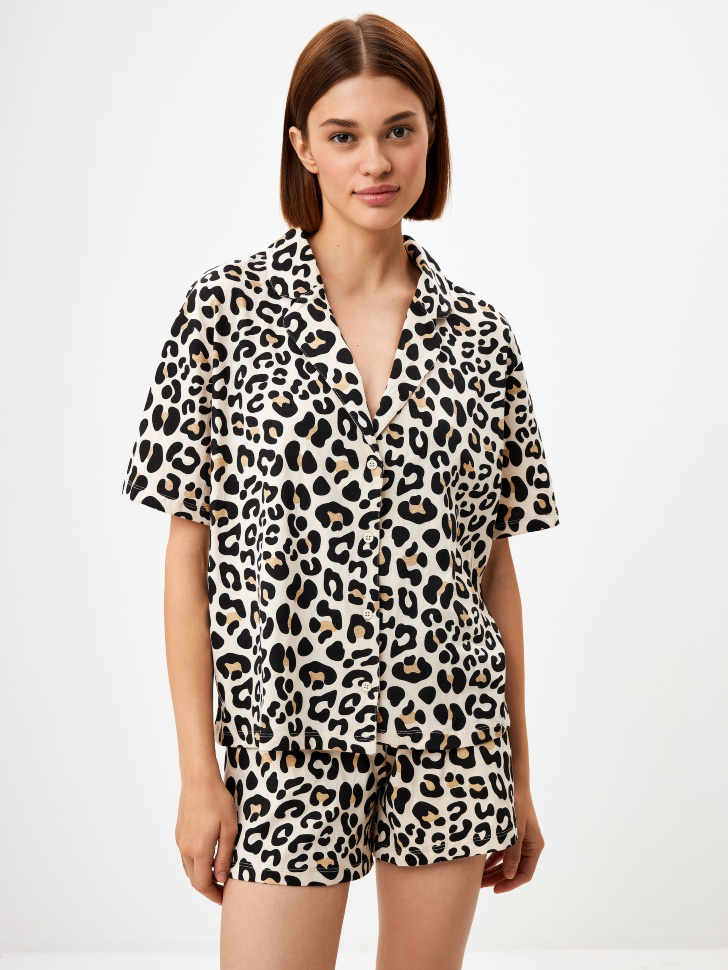 Трикотажная пижама с леопардовым принтом