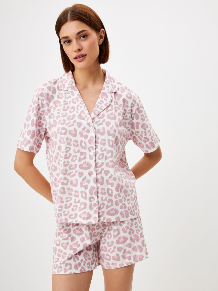 Трикотажная пижама с леопардовым принтом