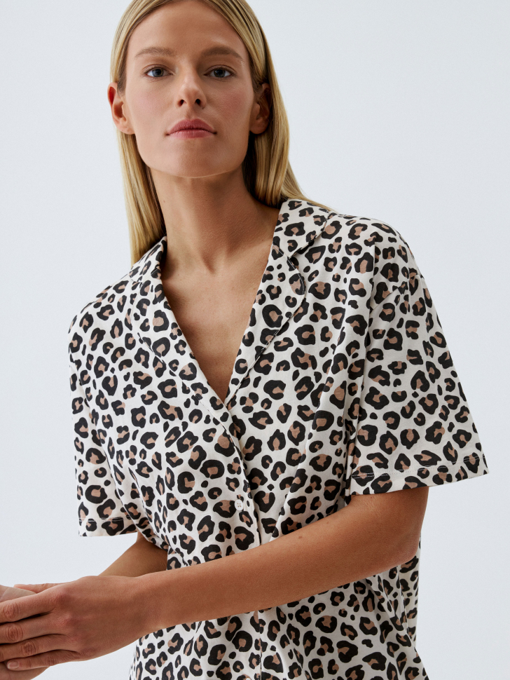 Рубашка с леопардовым принтом для дома