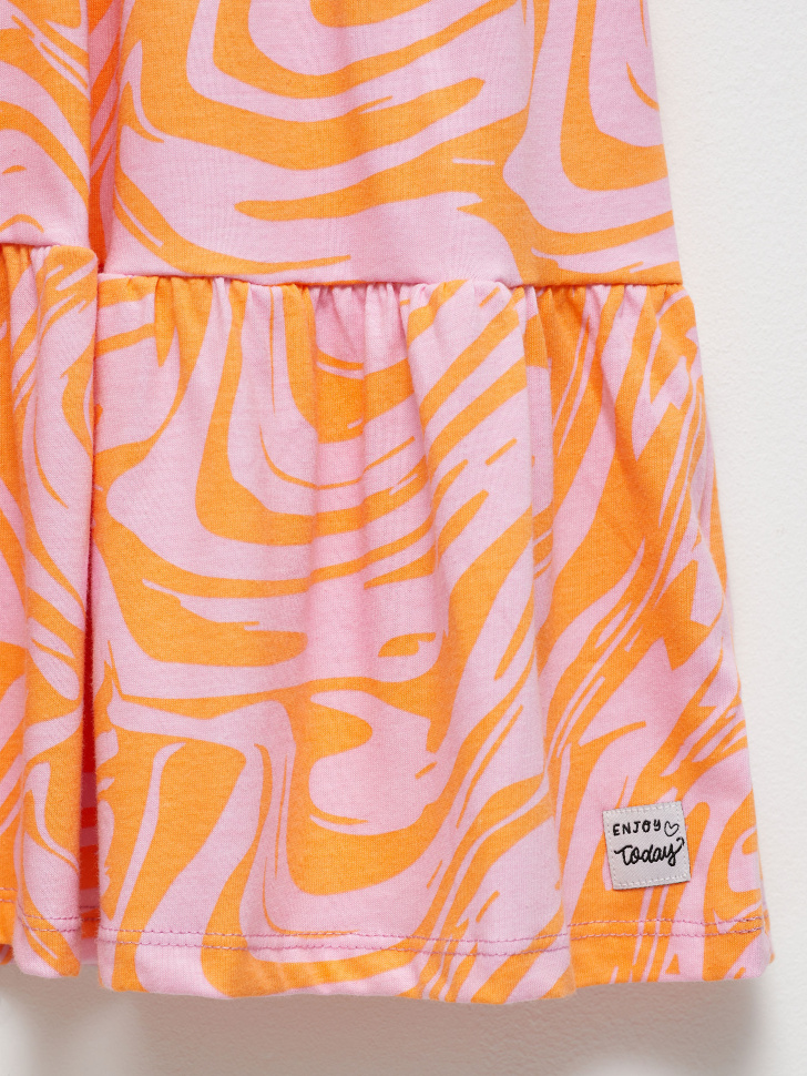 Трикотажное платье с принтом для девочек (оранжевый, 152) sela 4680129766467 - фото 2
