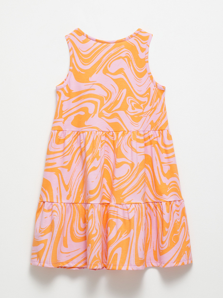 Трикотажное платье с принтом для девочек (оранжевый, 152) sela 4680129766467 - фото 3