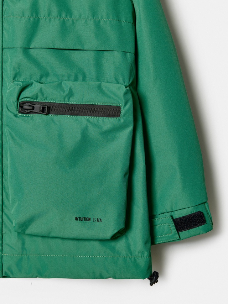 ветровка с капюшоном для мальчиков из трикотажа спереди