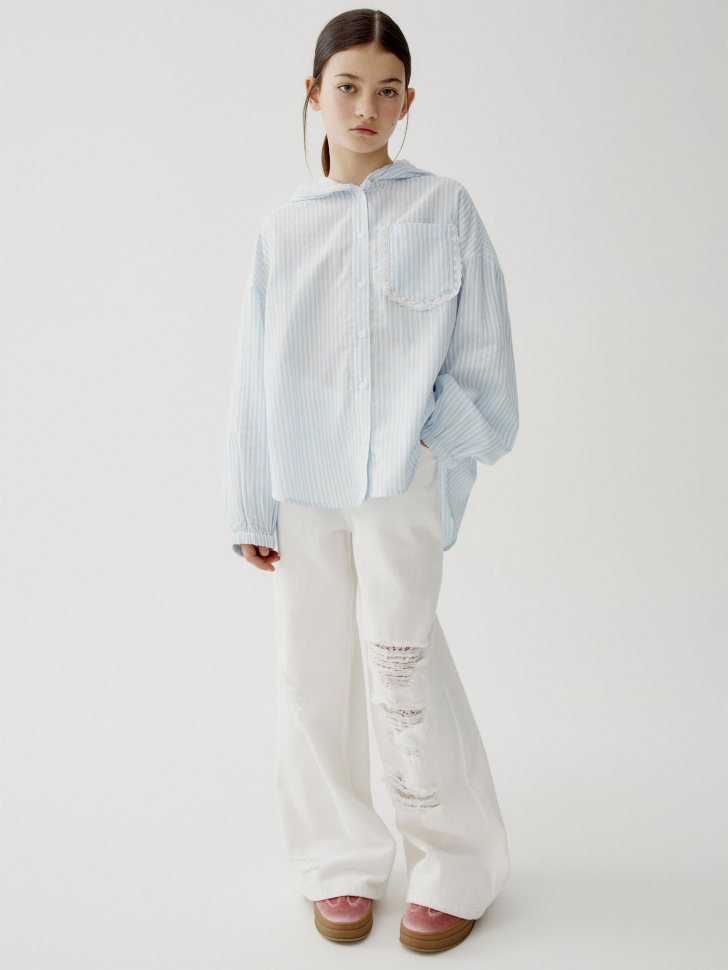 рваные широкие джинсы для девочек 4610517528858 фотография