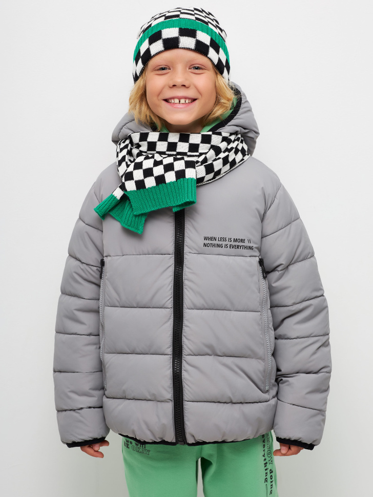 

Стеганая куртка оверсайз для мальчиков, Серый