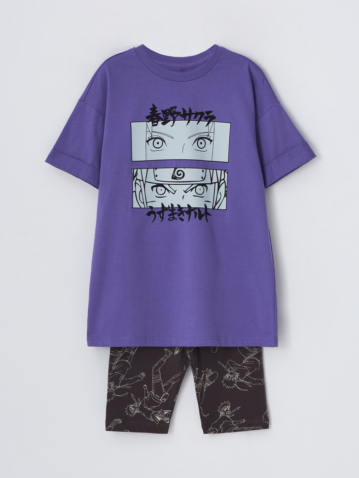 Пижама с принтом Naruto для девочек (фиолетовый, 122-128)