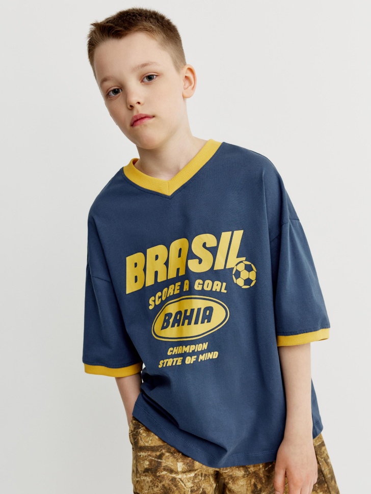Футболка Sela с принтом Brasil, синий, арт. 54956