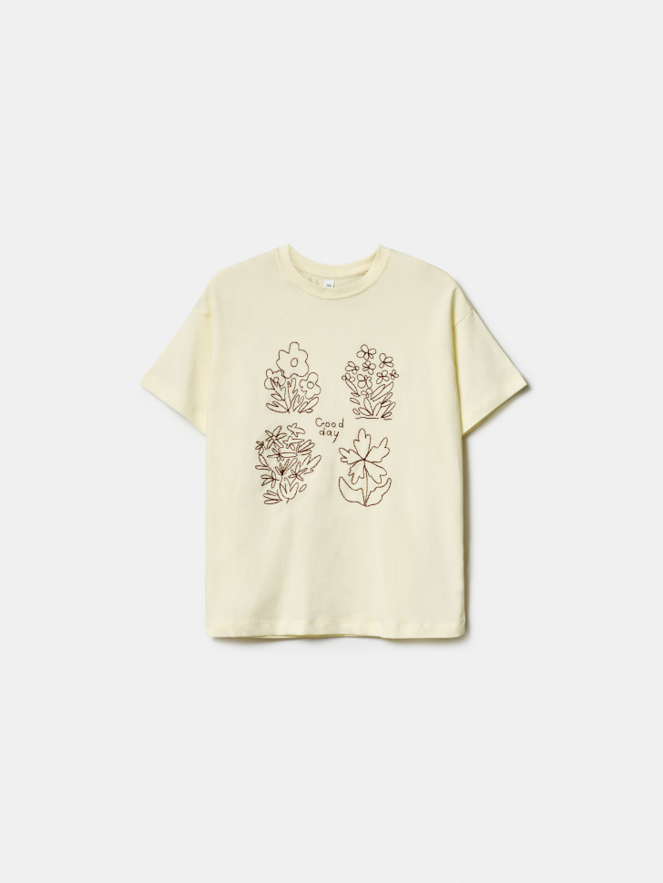 футболка оверсайз с вышивкой для девочек по цене 1299 руб вид справа