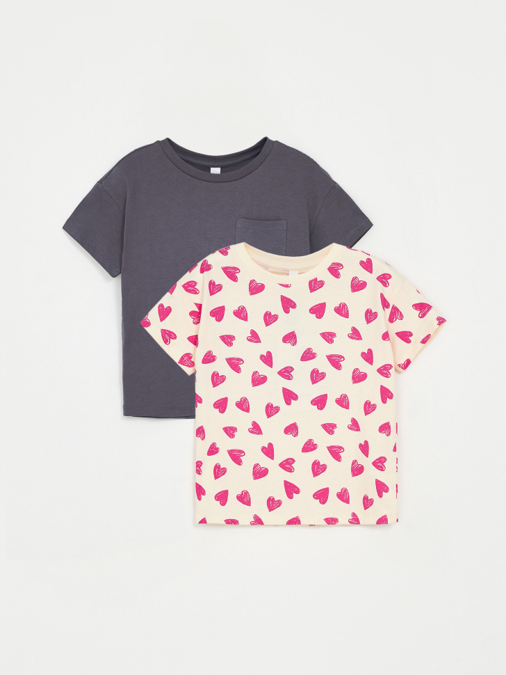 Набор из 2 футболок для девочек (серый, 116)
