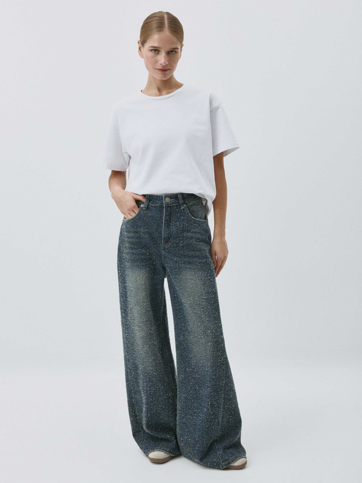 

Джинсы Wide leg с потертостями