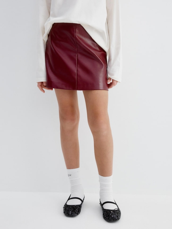 

Юбка из лакированной искусственной кожи для девочек, SL5811051906